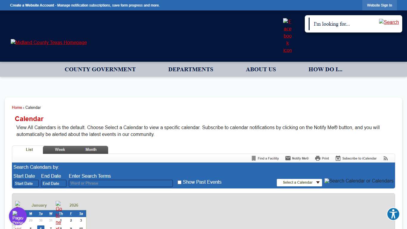 Calendar • Commissioners Court Calendar