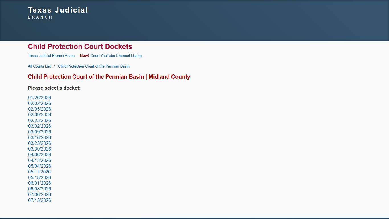 Texas Courts Online Child Protection Court of the Permian Basin Midland County